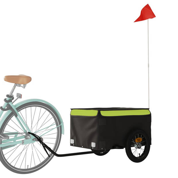 vidaXL Fietstrailer 30 kg ijzer zwart en groen