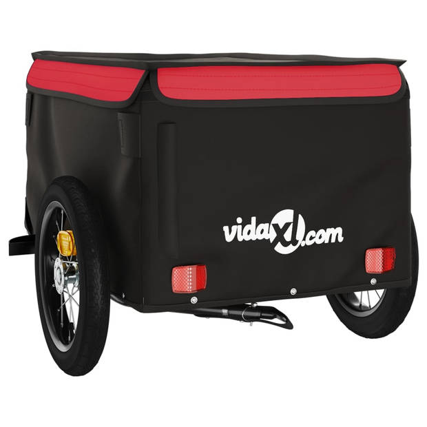 vidaXL Fietstrailer 30 kg ijzer zwart en rood