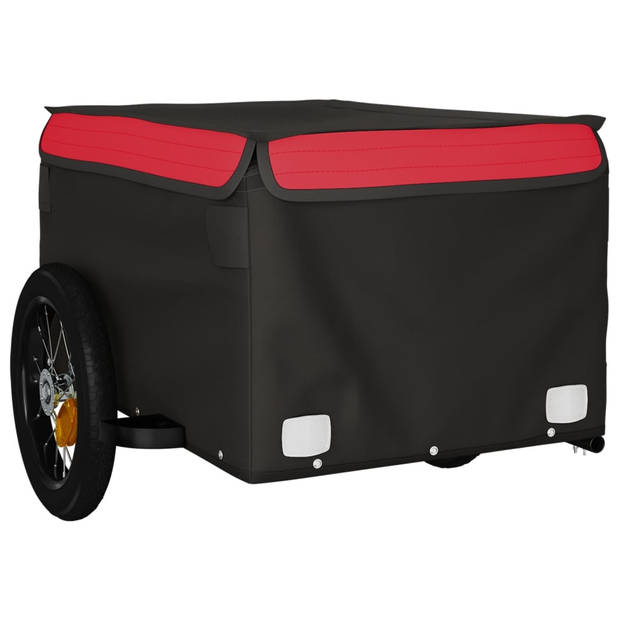 vidaXL Fietstrailer 30 kg ijzer zwart en rood