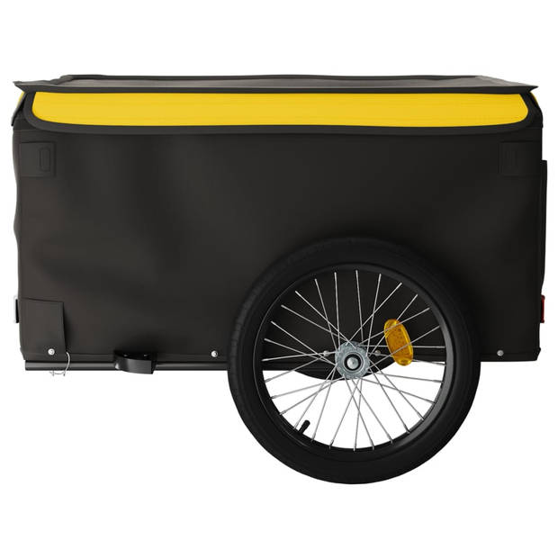 vidaXL Fietstrailer 45 kg ijzer zwart en geel