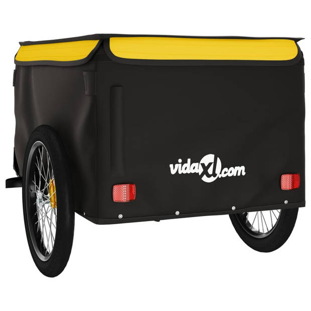 vidaXL Fietstrailer 45 kg ijzer zwart en geel