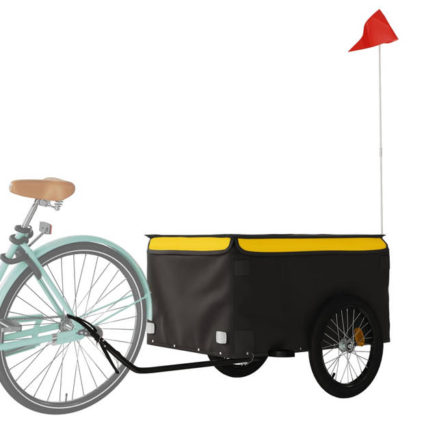 vidaXL Fietstrailer 45 kg ijzer zwart en geel