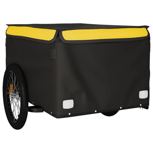 vidaXL Fietstrailer 45 kg ijzer zwart en geel