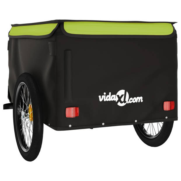 vidaXL Fietstrailer 45 kg ijzer zwart en groen