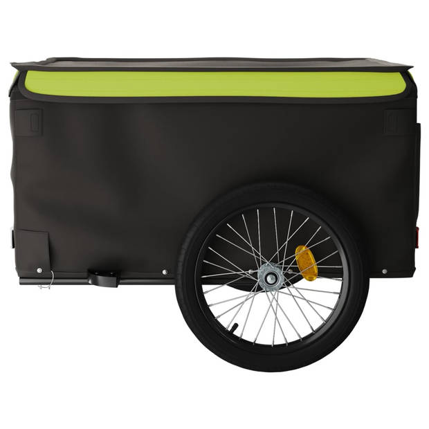 vidaXL Fietstrailer 45 kg ijzer zwart en groen