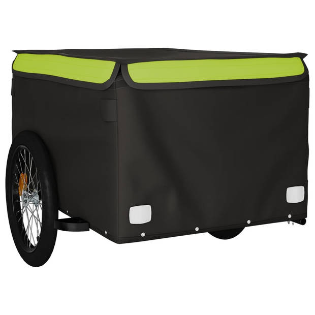 vidaXL Fietstrailer 45 kg ijzer zwart en groen