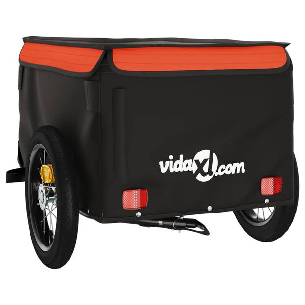 vidaXL Fietstrailer 30 kg ijzer zwart en oranje