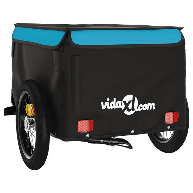 vidaXL Fietstrailer 30 kg ijzer zwart en blauw