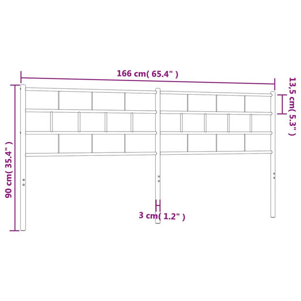 vidaXL Hoofdbord 160 cm metaal zwart