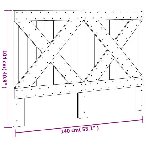 vidaXL Hoofdbord 140x104 cm massief grenenhout