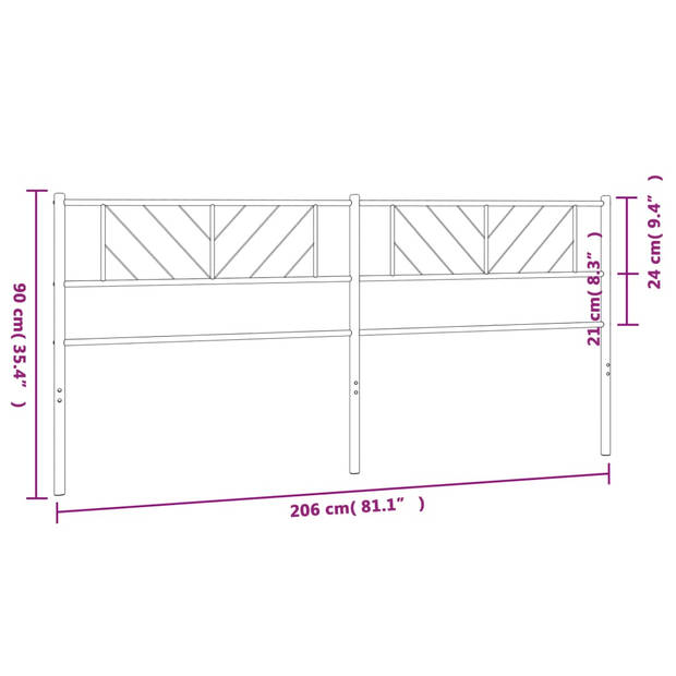 vidaXL Hoofdbord 200 cm metaal zwart