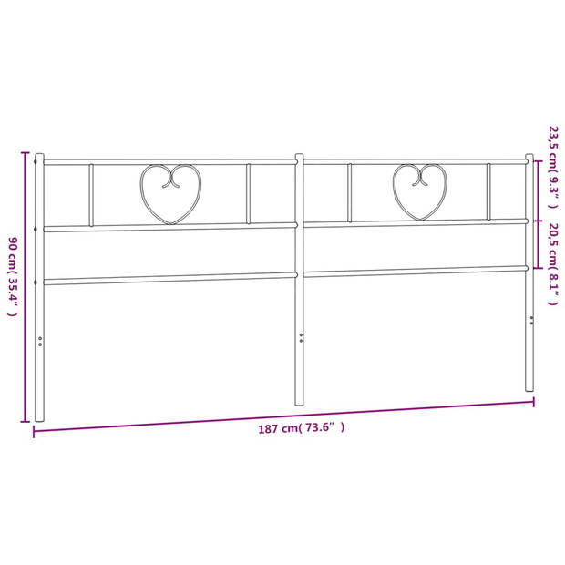 vidaXL Hoofdbord 180 cm metaal wit