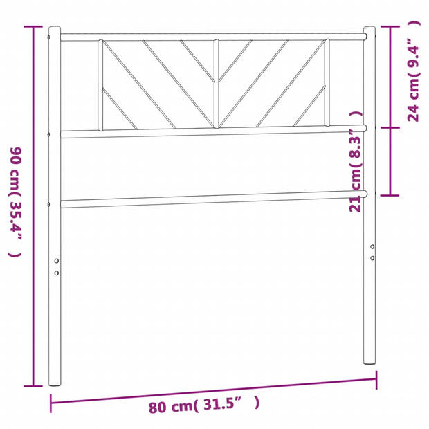 vidaXL Hoofdbord 75 cm metaal zwart