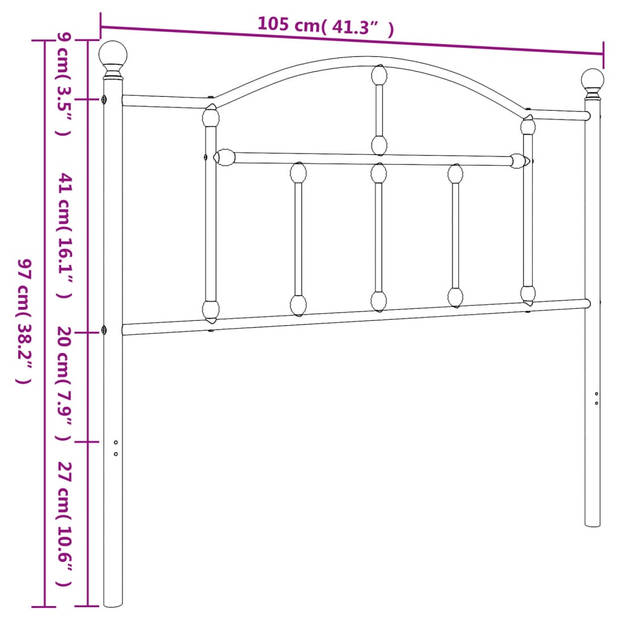 vidaXL Hoofdbord 100 cm metaal wit