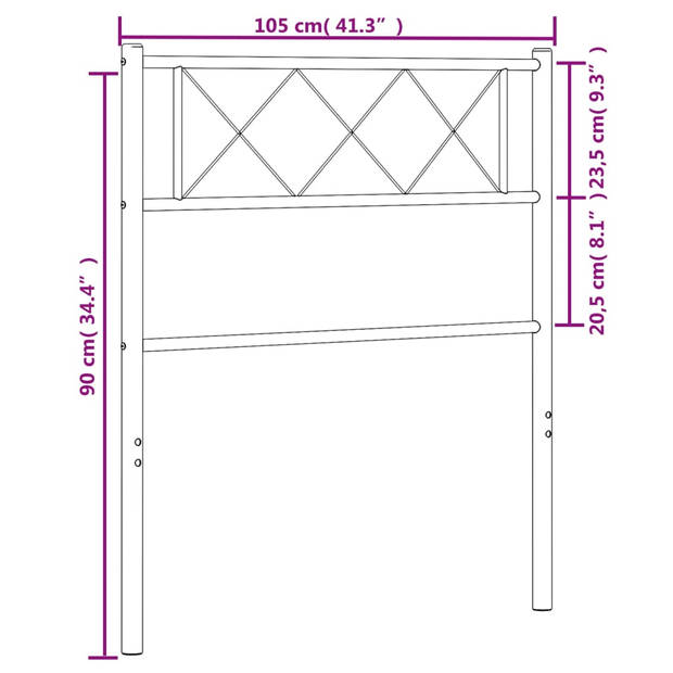 vidaXL Hoofdbord 100 cm metaal zwart