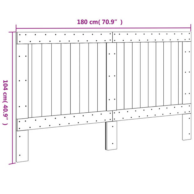 vidaXL Hoofdbord 180x104 cm massief grenenhout