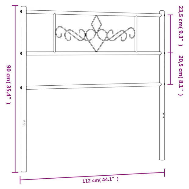 vidaXL Hoofdbord 107 cm metaal zwart