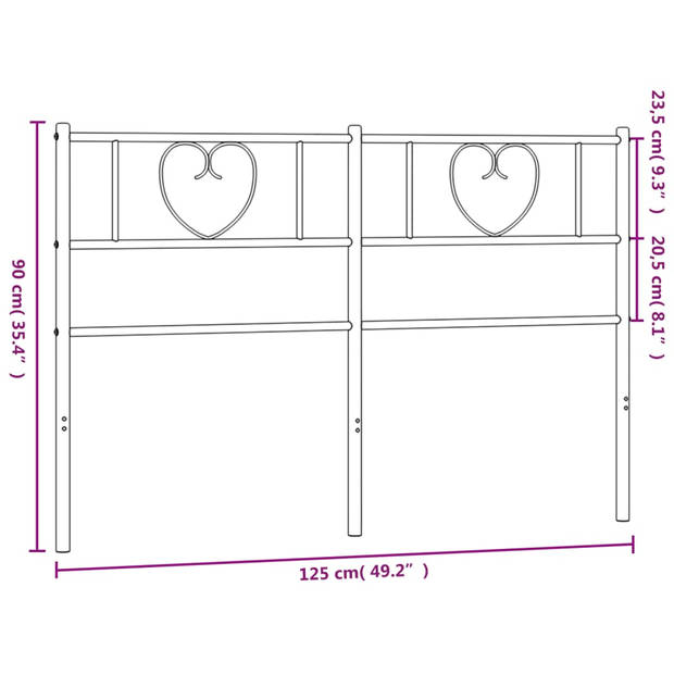 vidaXL Hoofdbord 120 cm metaal wit