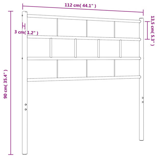 vidaXL Hoofdbord 107 cm metaal wit