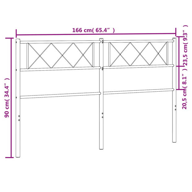 vidaXL Hoofdbord 160 cm metaal zwart