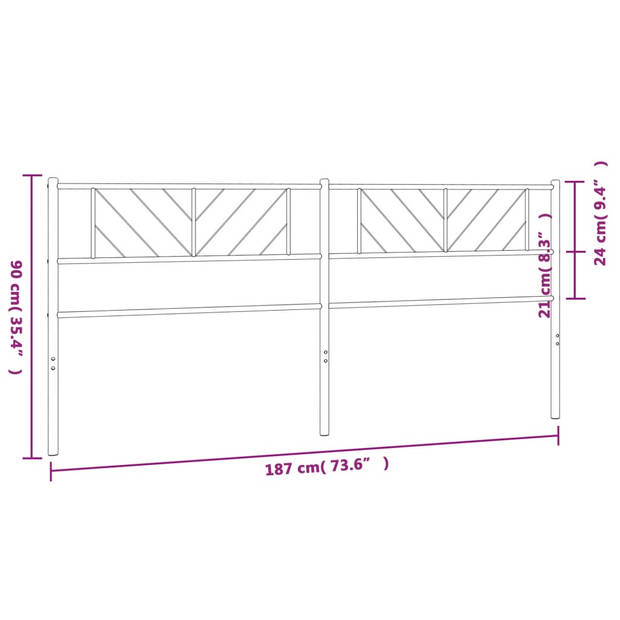 vidaXL Hoofdbord 180 cm metaal wit