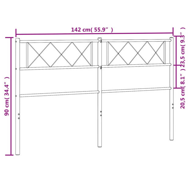 vidaXL Hoofdbord 135 cm metaal wit