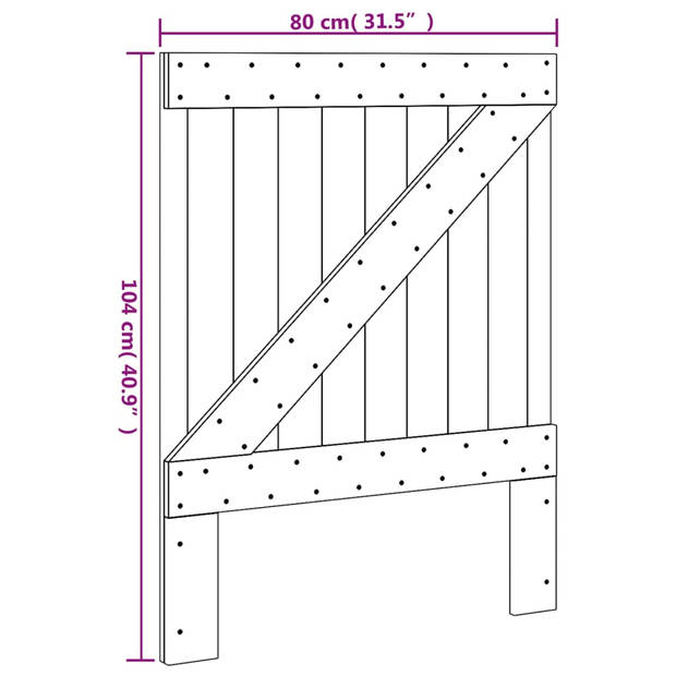 vidaXL Hoofdbord 80x104 cm massief grenenhout