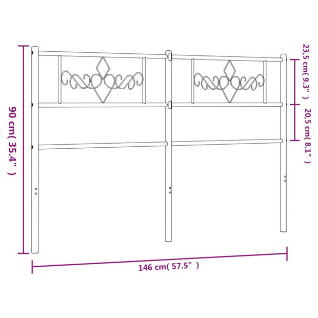 vidaXL Hoofdbord 140 cm metaal wit