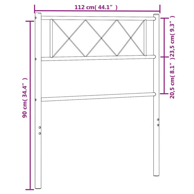 vidaXL Hoofdbord 107 cm metaal wit