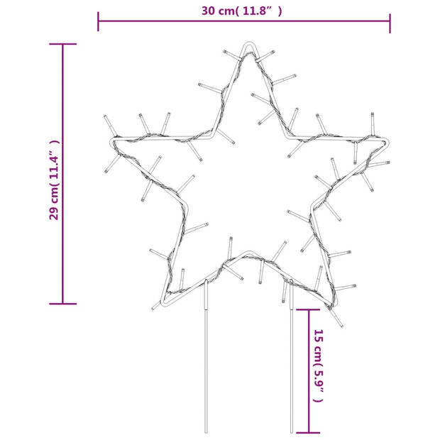 vidaXL Kerstverlichting ster 3 st met grondpinnen 50 LED's 29 cm