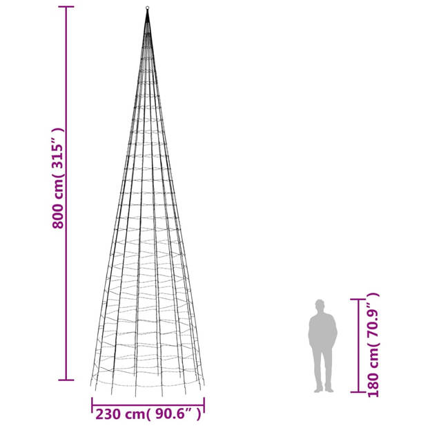 vidaXL Lichtkegel aan vlaggenmast 3000 koudwitte LED's 800 cm