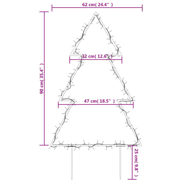 vidaXL Kerstverlichting kerstboom met grondpinnen 115 LED's 90 cm