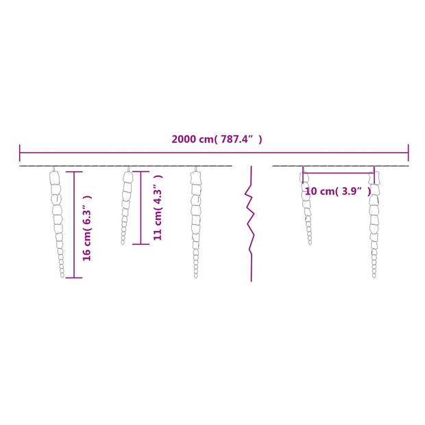 vidaXL Kerstverlichting ijspegels 200 koudwitte LED's 20 m acryl PVC