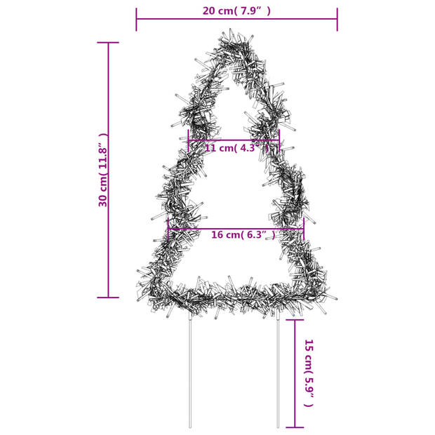 vidaXL Kerstverlichting kerstboom 3 st met grondpinnen 50 LED's 30 cm