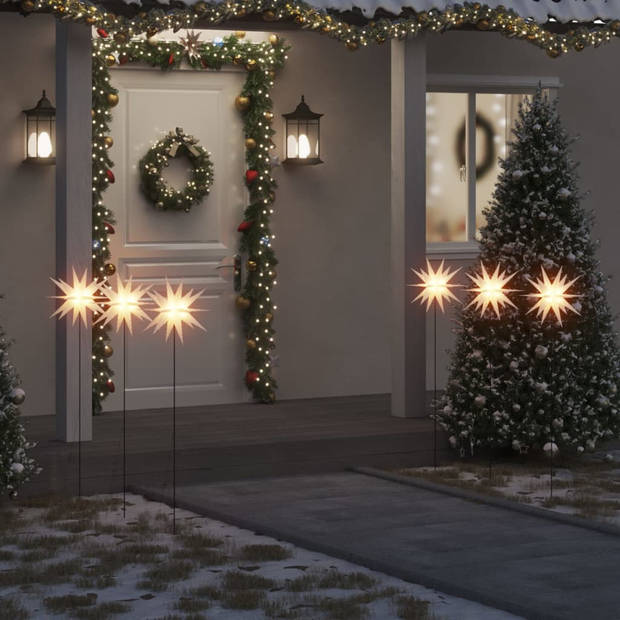vidaXL Kerstlampen met grondpin en LED's 3 st 35 cm wit