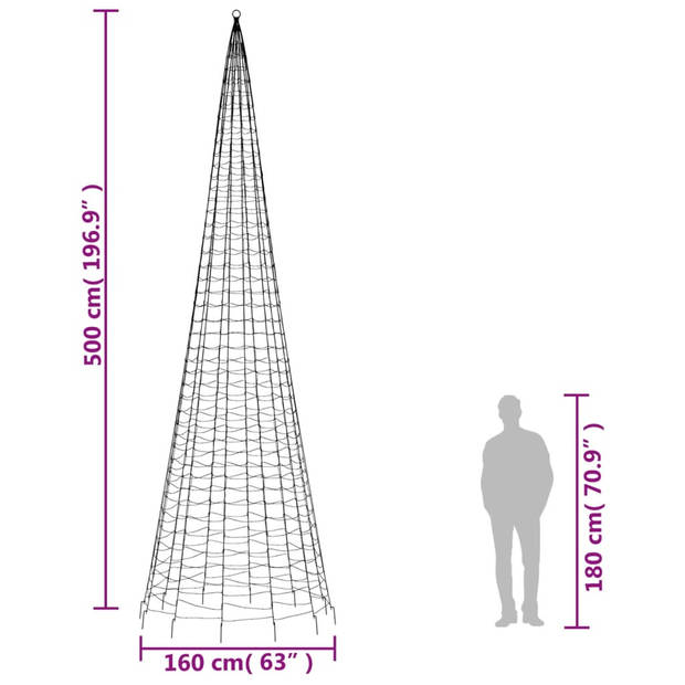 vidaXL Lichtkegel aan vlaggenmast 1534 blauwe LED's 500 cm