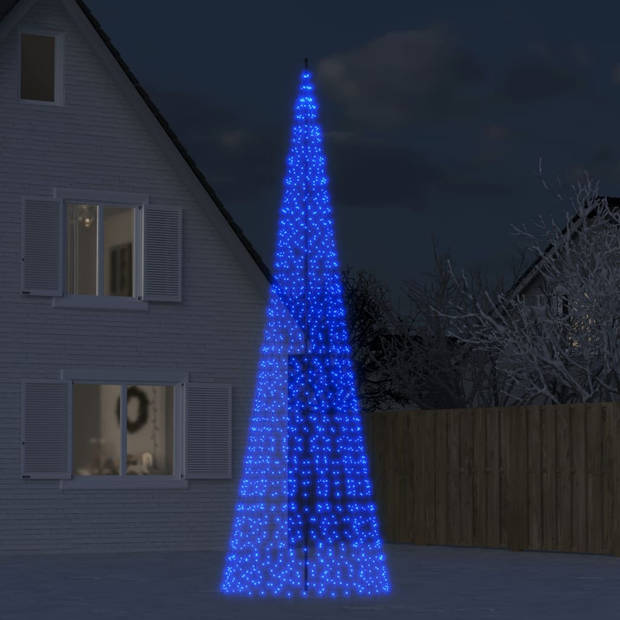 vidaXL Lichtkegel aan vlaggenmast 1534 blauwe LED's 500 cm
