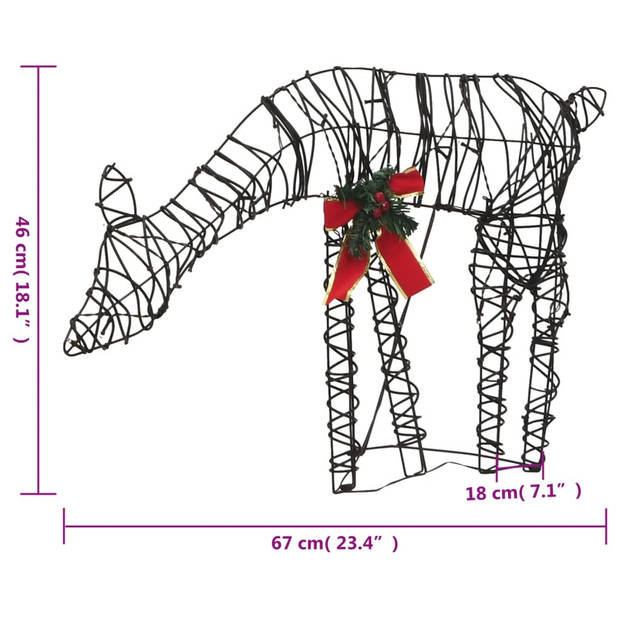 vidaXL Kerstversiering rendierfamilie 90 LED's rattan warmwit