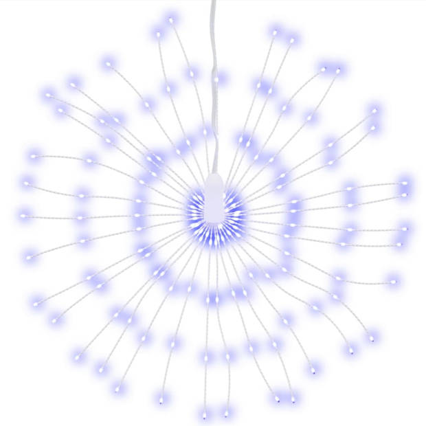 vidaXL Kerstverlichting vuurwerk 2 st 140 blauwe LED's 17 cm