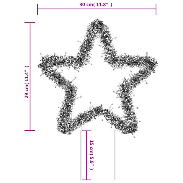 vidaXL Kerstverlichting ster 3 st met grondpinnen 50 LED's 29 cm