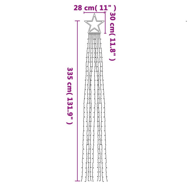 vidaXL Kerstboomverlichting 320 kleurrijke LED's 375 cm