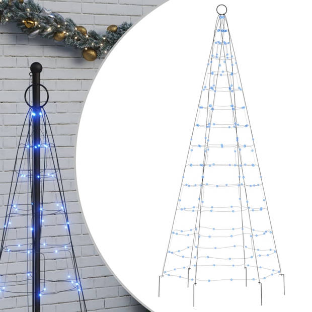 vidaXL Lichtkegel aan vlaggenmast 200 blauwe LED's 180 cm