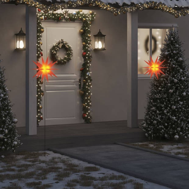 vidaXL Kerstlampen met grondpin en LED's 3 st 57 cm rood