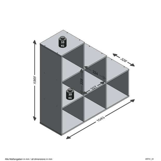 FMD Kamerverdeler met 6 vakken 104,3x32,6x106,5 cm zandeikenkleurig