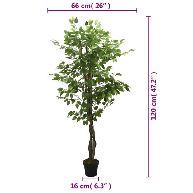 vidaXL Kunstplant ficus 630 bladeren 120 cm groen