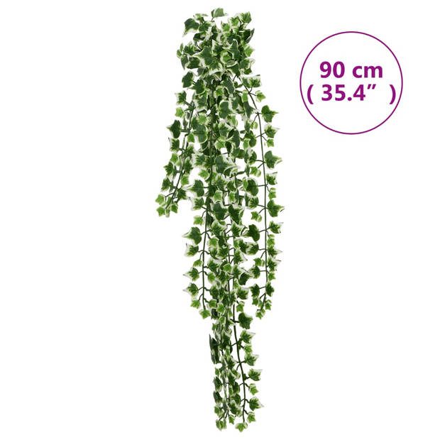 vidaXL Kunsthangplanten 12 st 339 bladeren 90 cm groen en wit
