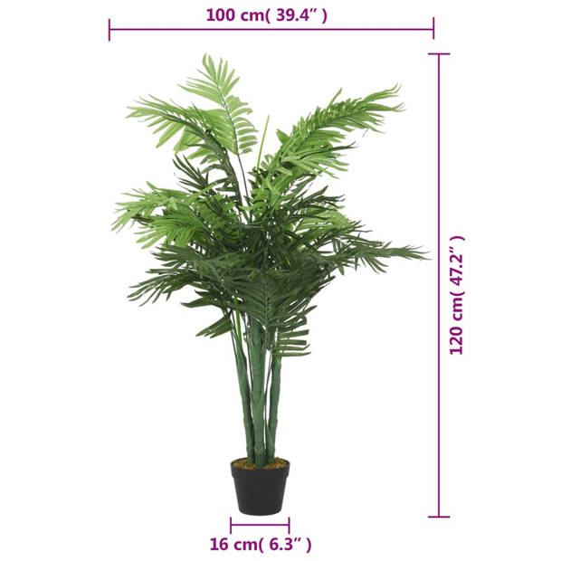 vidaXL Kunstplant palmboom 28 bladeren 120 cm groen