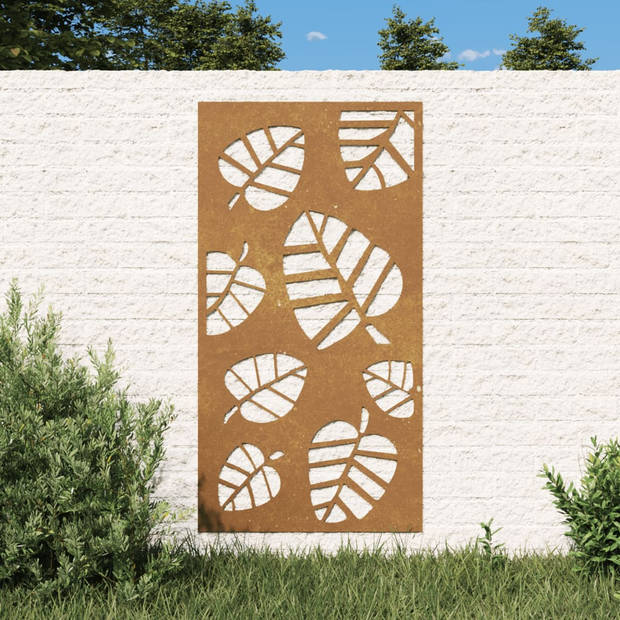 vidaXL Wanddecoratie tuin bladontwerp 105x55 cm cortenstaal