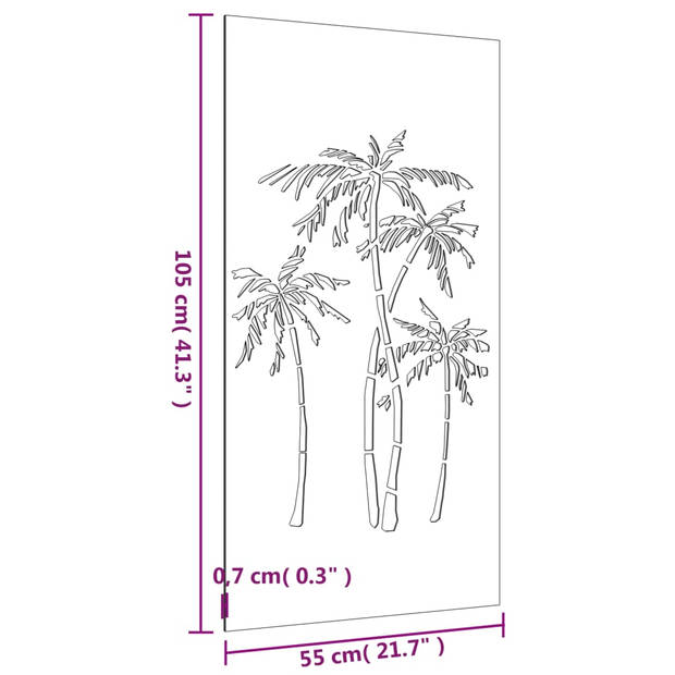 vidaXL Wanddecoratie tuin palmboomontwerp 105x55 cm cortenstaal