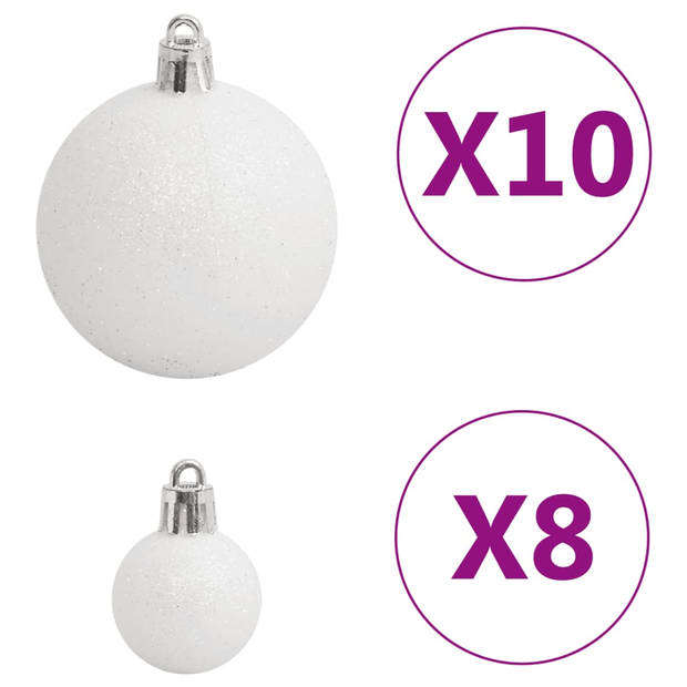 vidaXL 111-delige Kerstballenset polystyreen wit en grijs